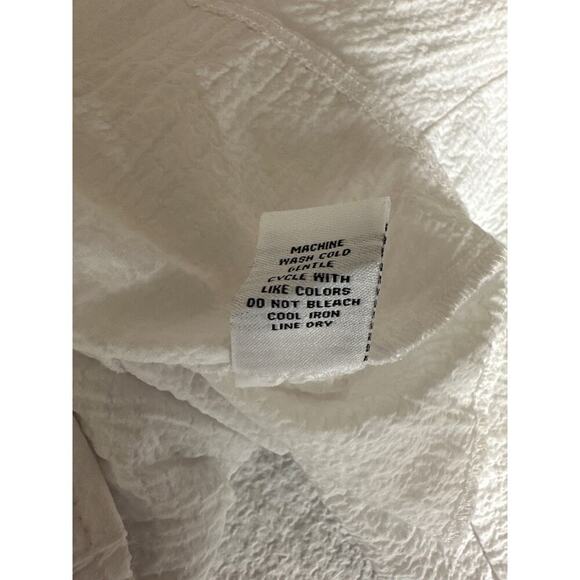 Habitat Pucker Weave White Long Sleeve Loose Fit Blouse Top Toggle Buttons Sz M - Picture 13 of 15